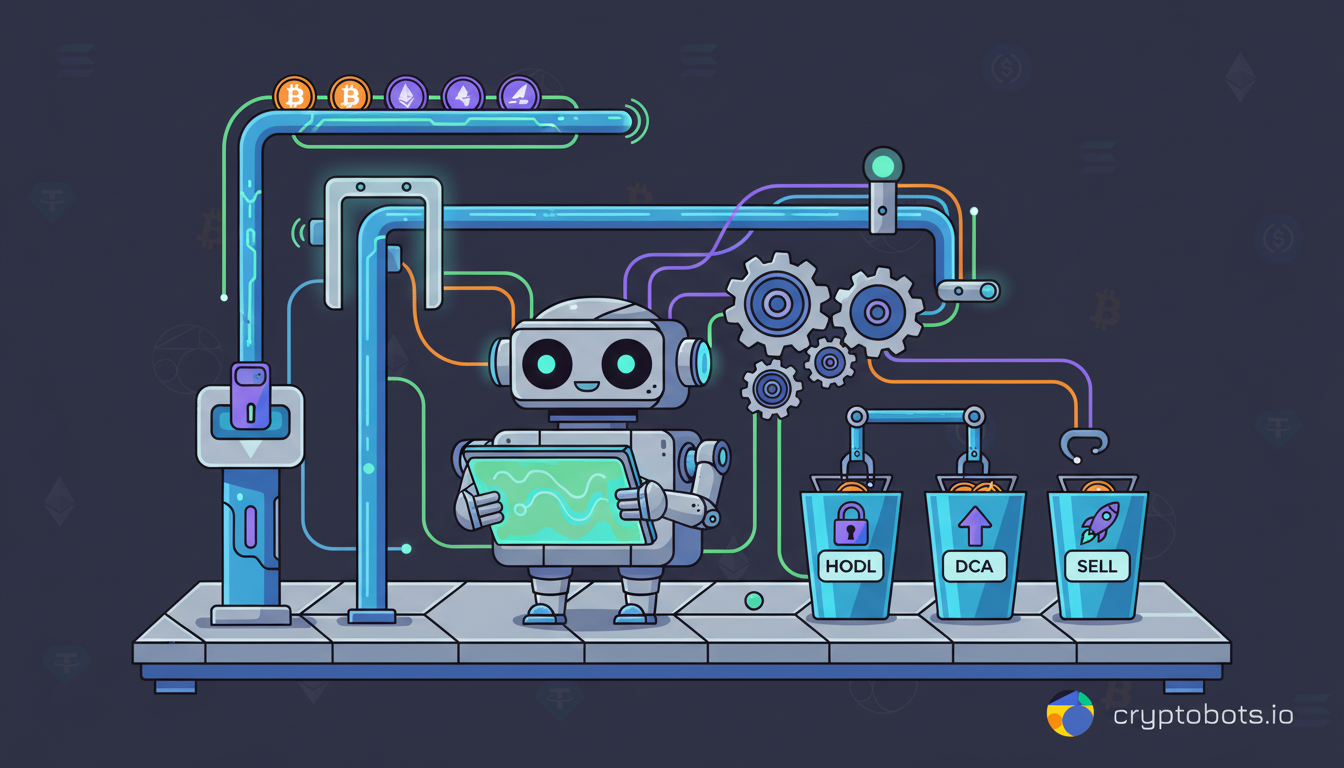 Secure API connection diagram between user exchange and CryptoBots.io